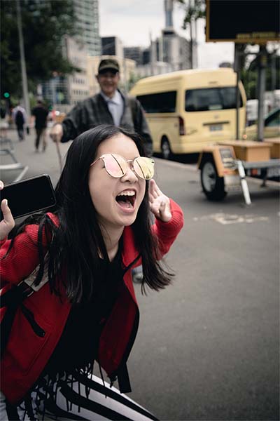 Excited young woman