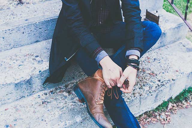 Man removing shoes