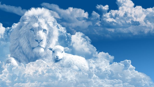Lion and Lamb in clouds